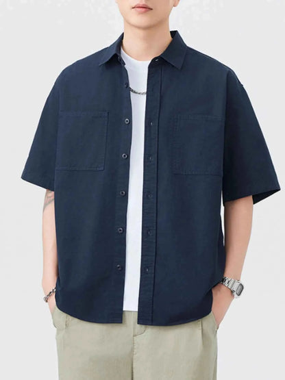 Men's Plus Size Button Up Half Sleeve Shirt