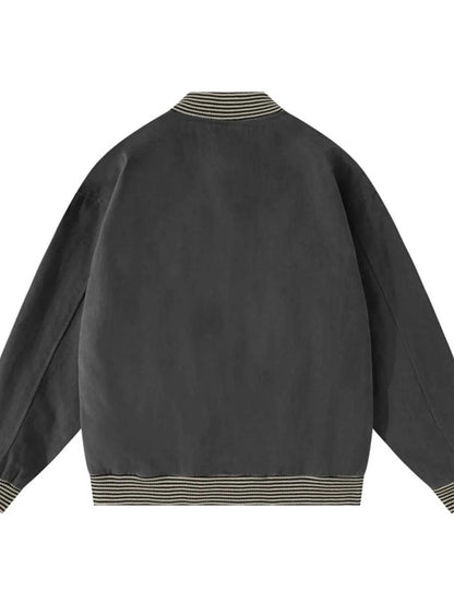 Men's Striped Hem Zip Up Jacket