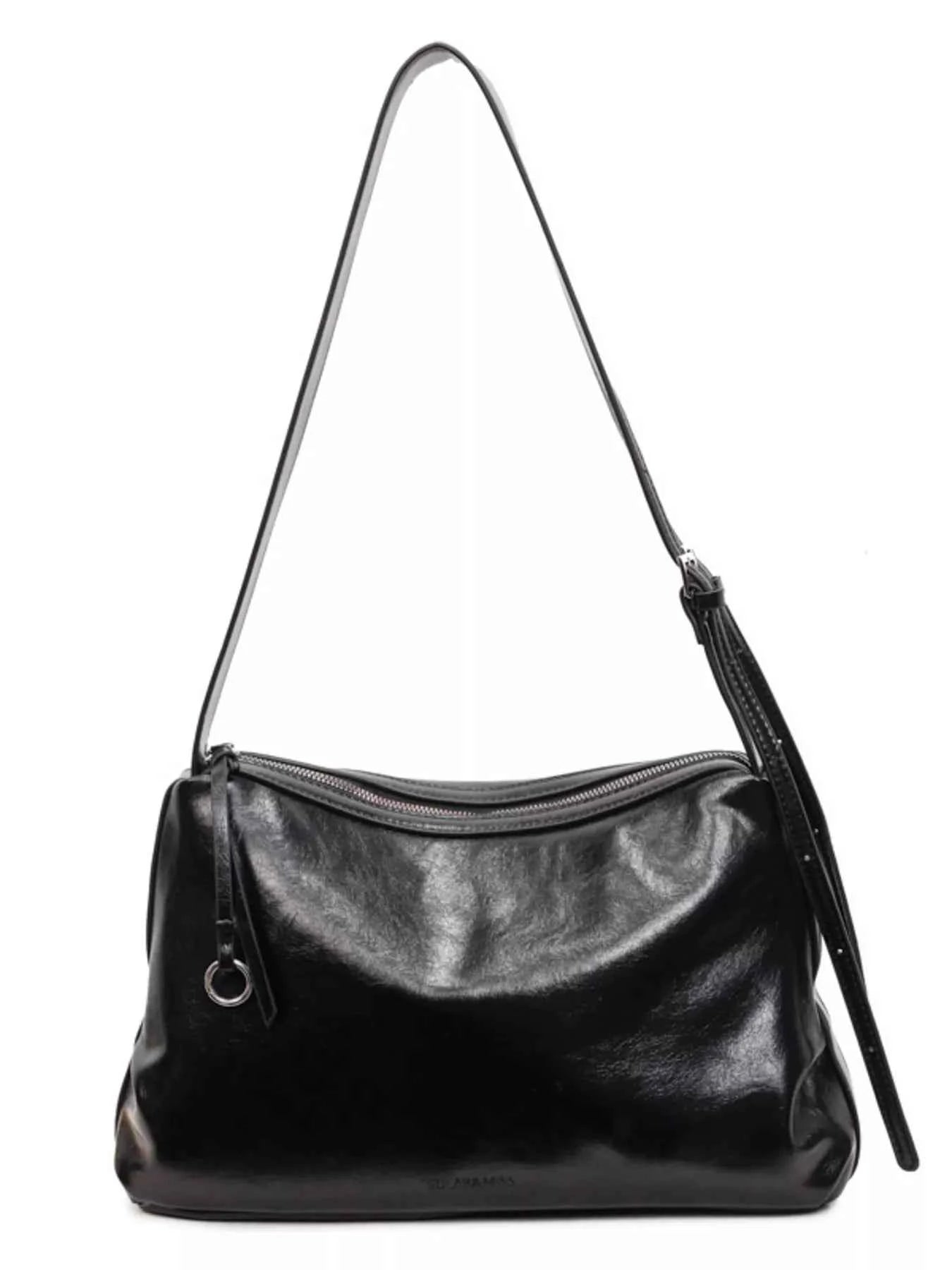 Sleek Faux Leather Hobo Shoulder Bag
