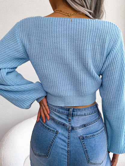 Tie-Front Cropped Sweater