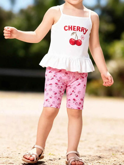 Children's Cherry Print Summer Outfit Set
