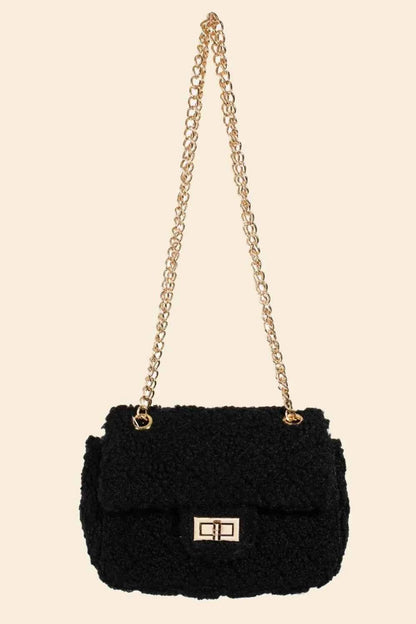 Fame Faux Fur Rectangle Crossbody Bag