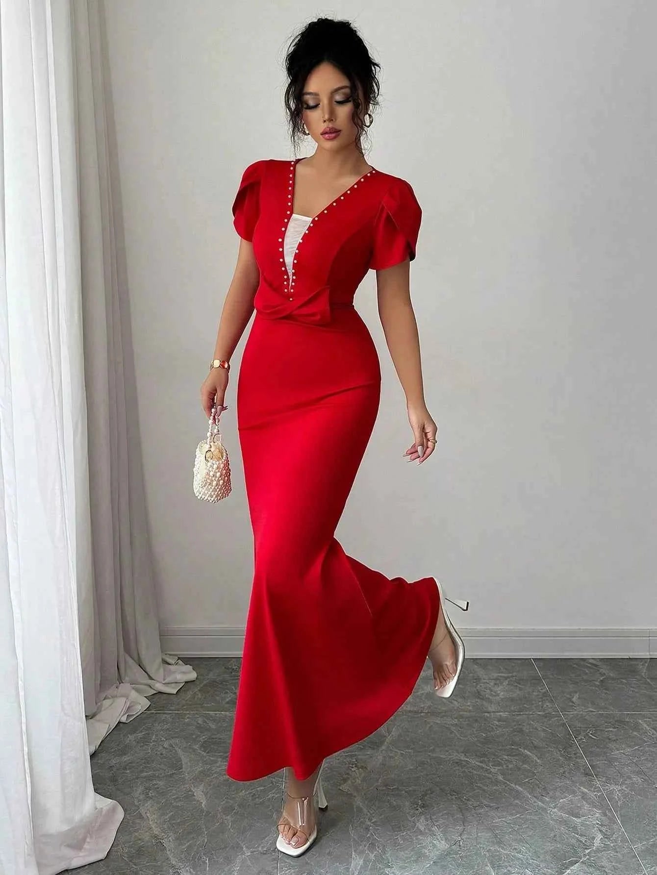 Petal Sleeve Mermaid Maxi Dress