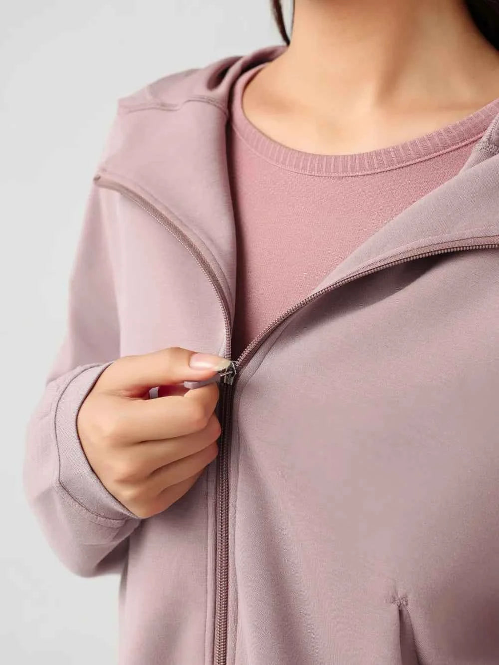 Millennia Zip Up Dropped Shouder Active Hooded