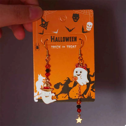 Halloween Ghost Pumpkin Drop Earrings