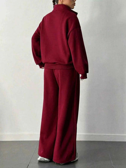 Half-Zip Long Sleeve Sweatshirt and Pants Set