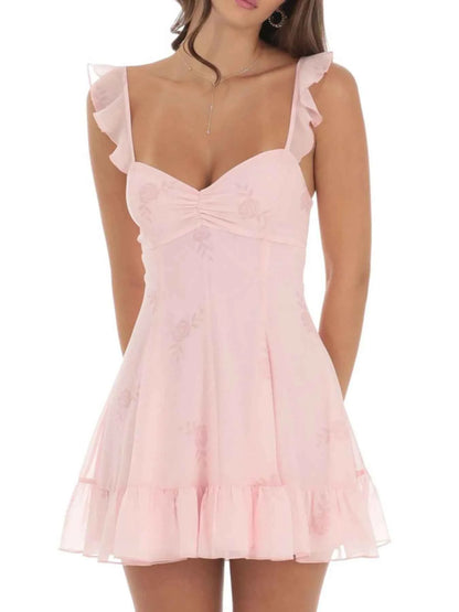 Floral Sweetheart Ruffled Cami Mini Dress