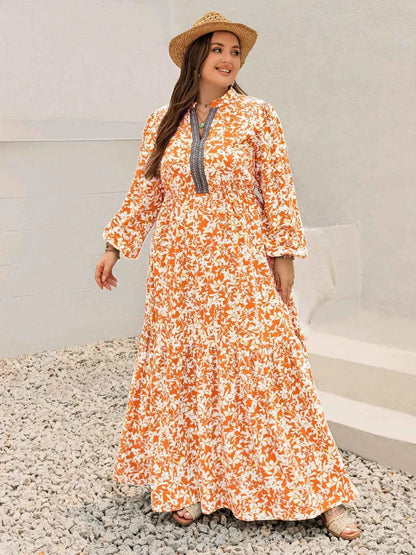 Plus Size Boho Floral Print Maxi Dress