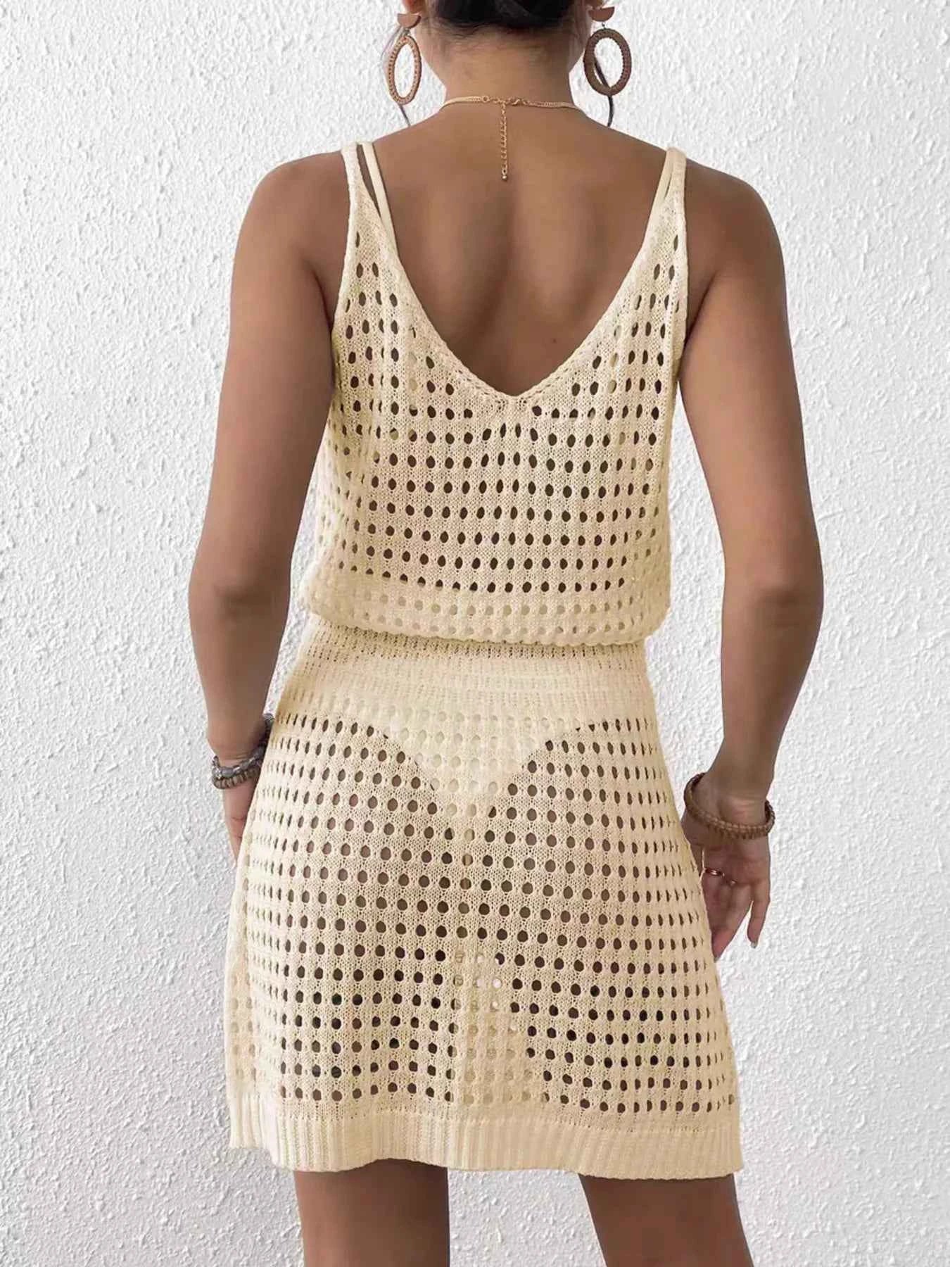 Crochet Sleeveless Knit Cover Up Dress