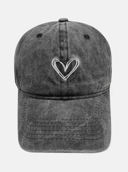 Washed Heart Embroidered Baseball Cap