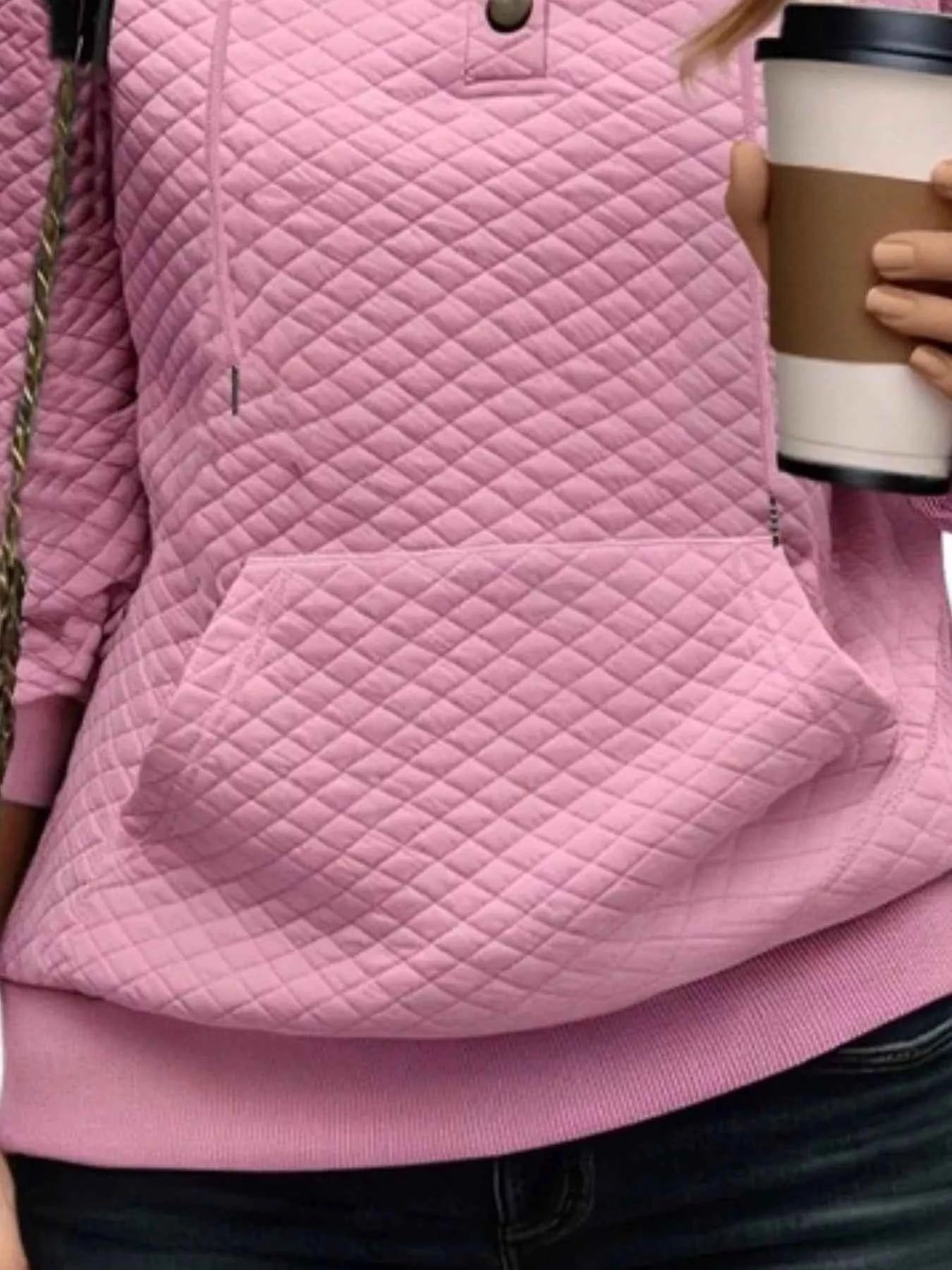 Drawstring Textured Dropped Shoulder Hoodie