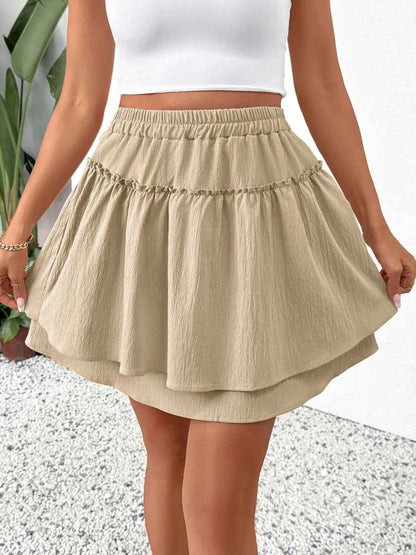 Elastic Waist Layered Skirt