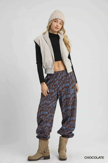 Umgee Scenic Print Casual Sweatpants