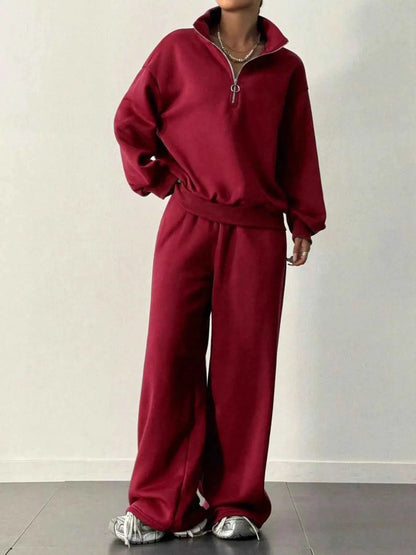 Half-Zip Long Sleeve Sweatshirt and Pants Set