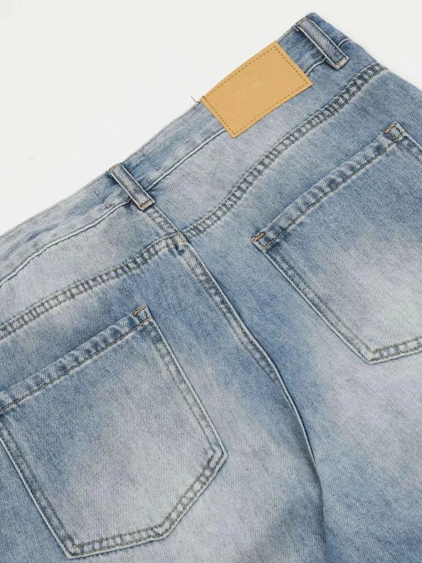 Men's Wide Leg Wash Jeans