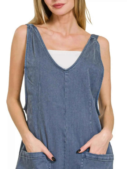 Zenana Casual Adjustable Strap Baggy Jumpsuit With Pocket