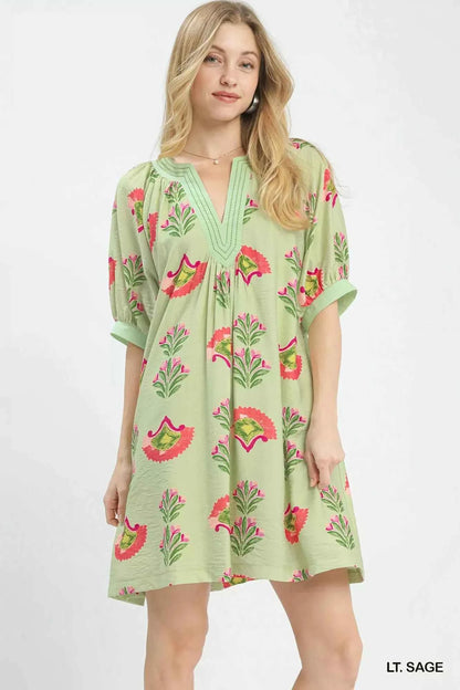Umgee Abstract Print Mini Dress