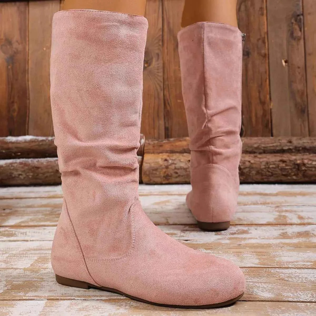 Round Toe Side Zip Boots