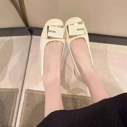 Round Toe Block Heels Slip-Ons