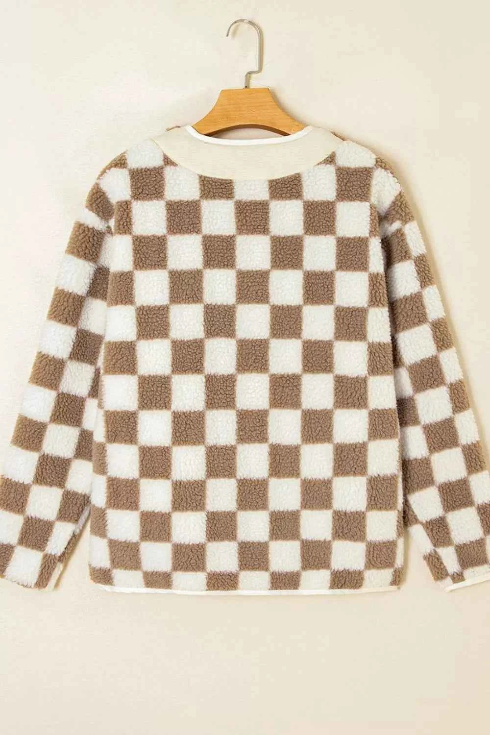 Checkered Sherpa Oversized Button Up Jacket