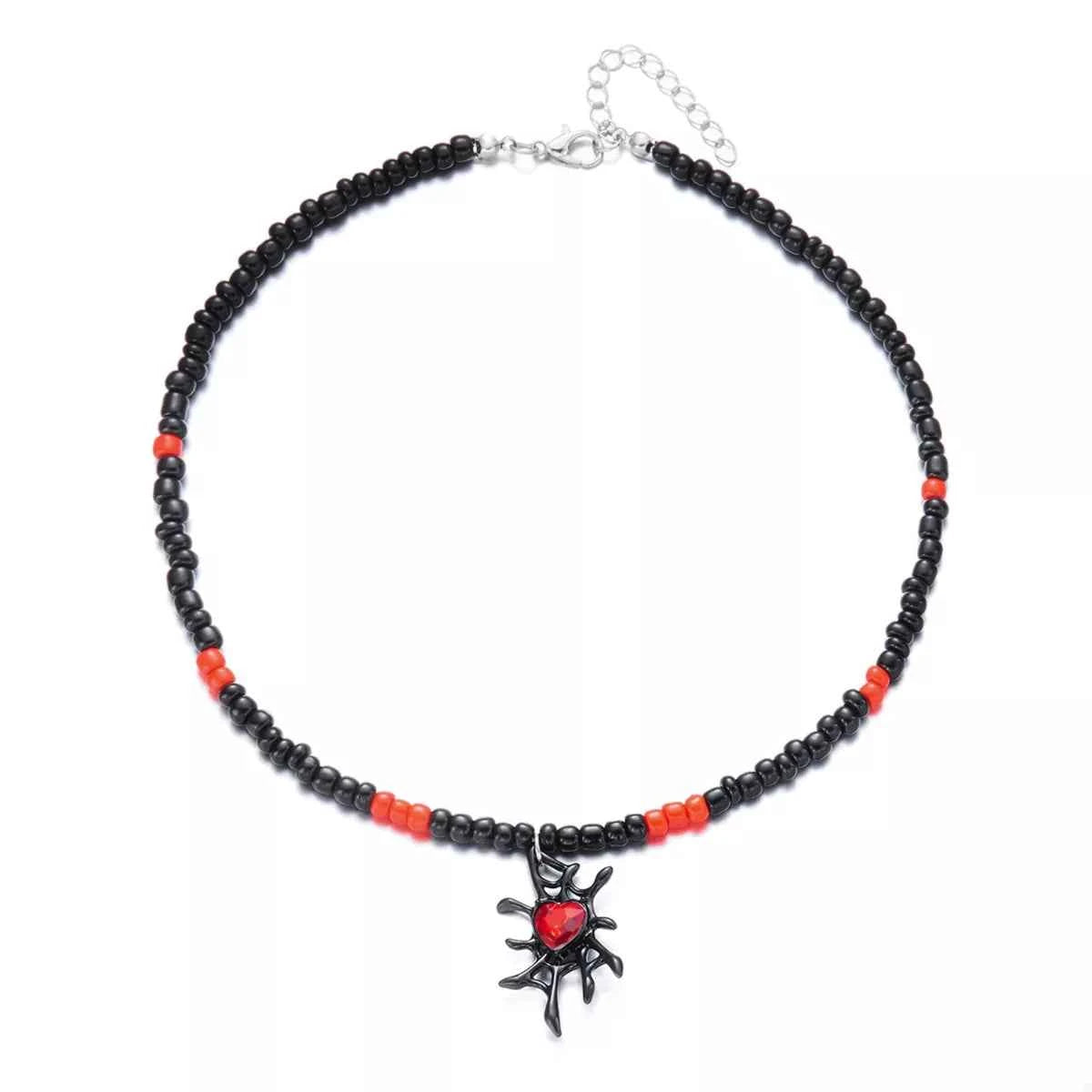 Halloween Spider Web Beaded Necklace
