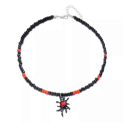 Halloween Spider Web Beaded Necklace