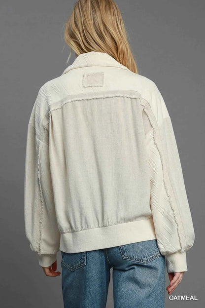 Umgee Two-Way Jacquard Zip-Up Jacket