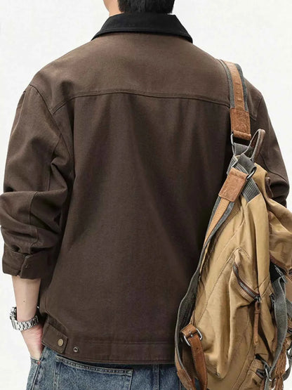 Men's Full Size Zip-Up Long Sleeve Jacket Plus Size