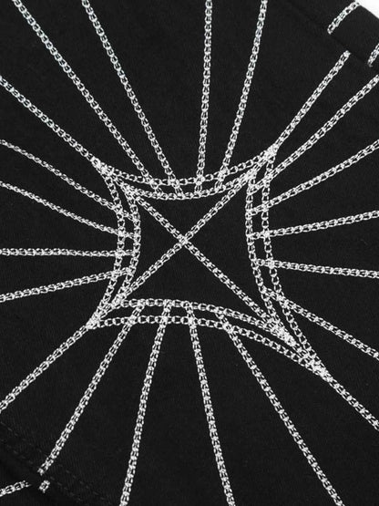 Men's Spider Web Embroidered Flared Jeans