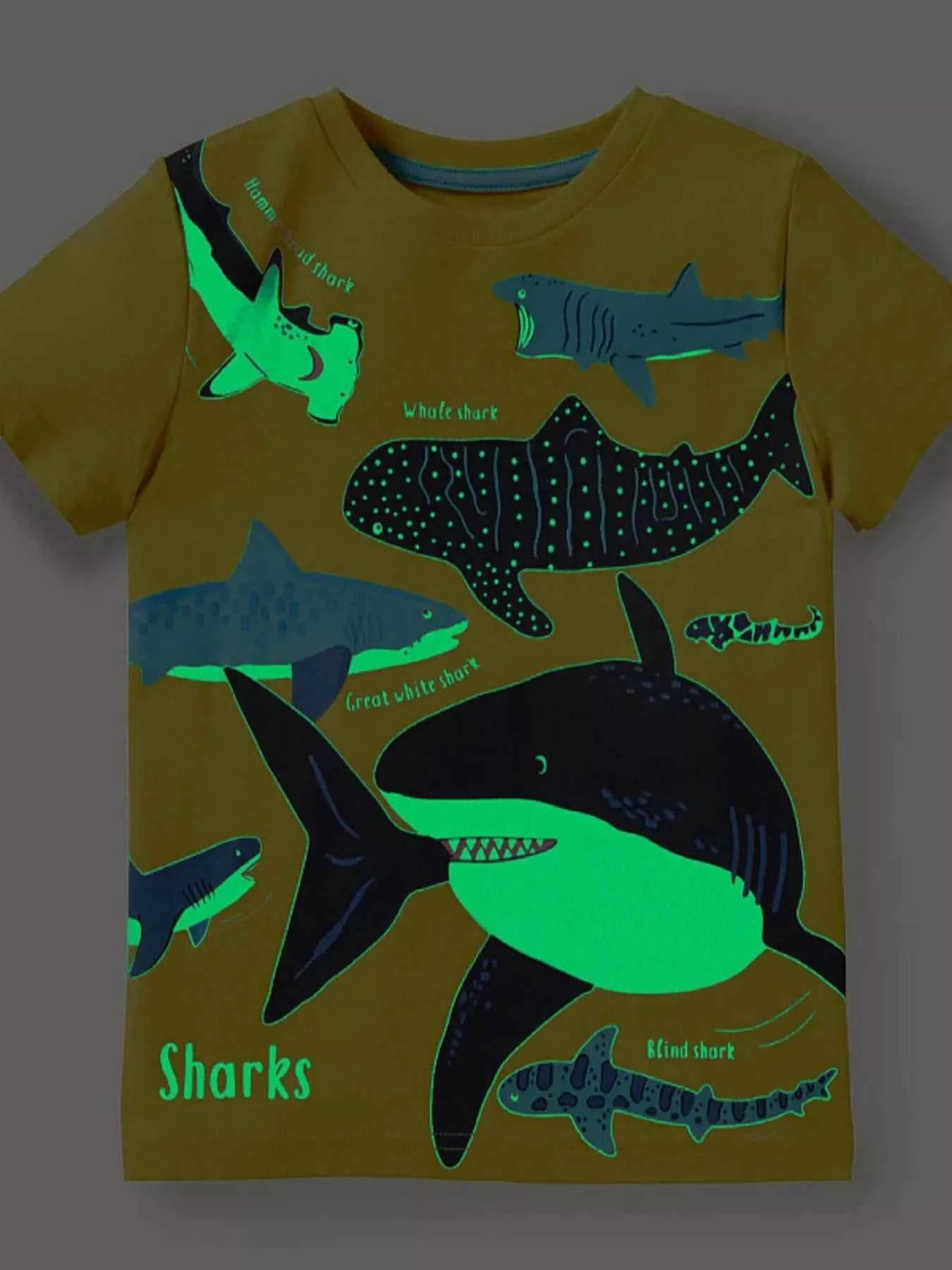 Children's Shark Print Short Sleeve T-Shirt