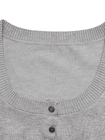 Ribbed Long Sleeve Top and Skirt Knit Set