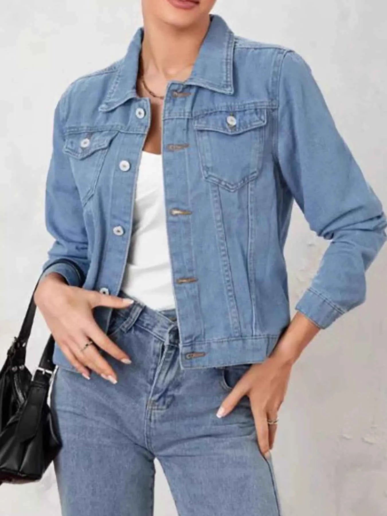 Button Up Long Sleeve Denim Jacket