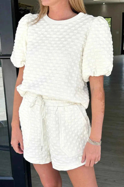 Checkered Texture Top and Shorts Set