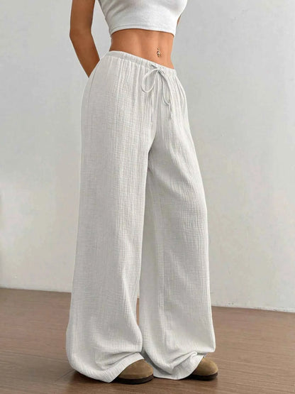 Drawstring Wide-Leg Casual Pants