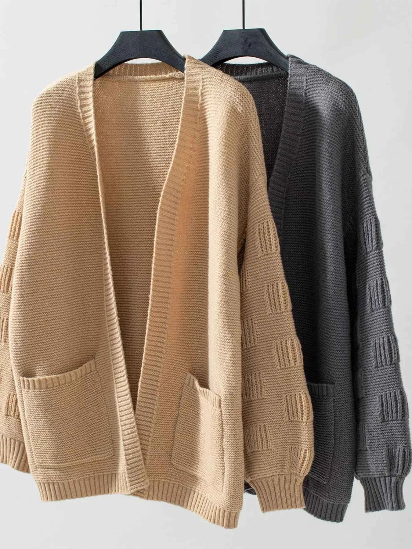 Textured Knit Open Front Cardigan