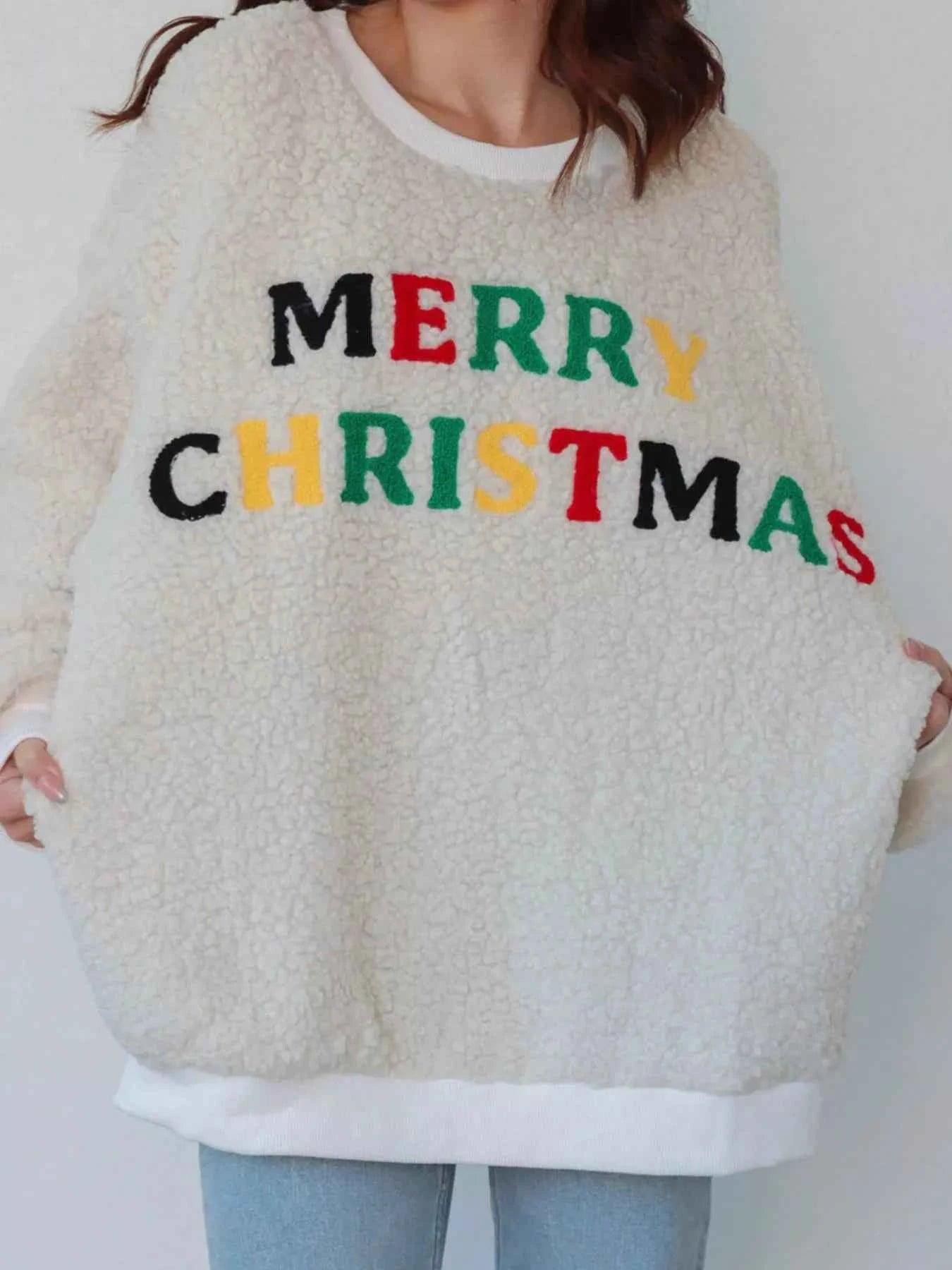 Merry Christmas Sherpa Fleece Sweatshirt