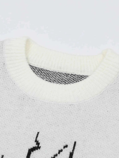 Men's Letter Round Neck Long Sleeve Sweater