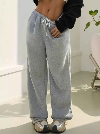 Casual Drawstring High Waist Wide Leg Sweatpants