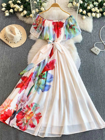 Floral Off-Shoulder A-Line Dress