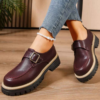 Round Toe Buckle Loafers