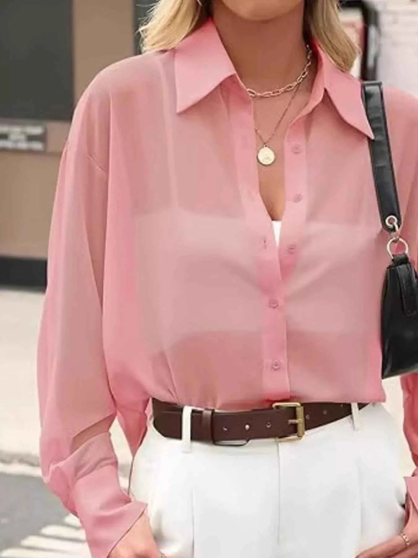 Elegant Sheer Long Sleeve Shirt