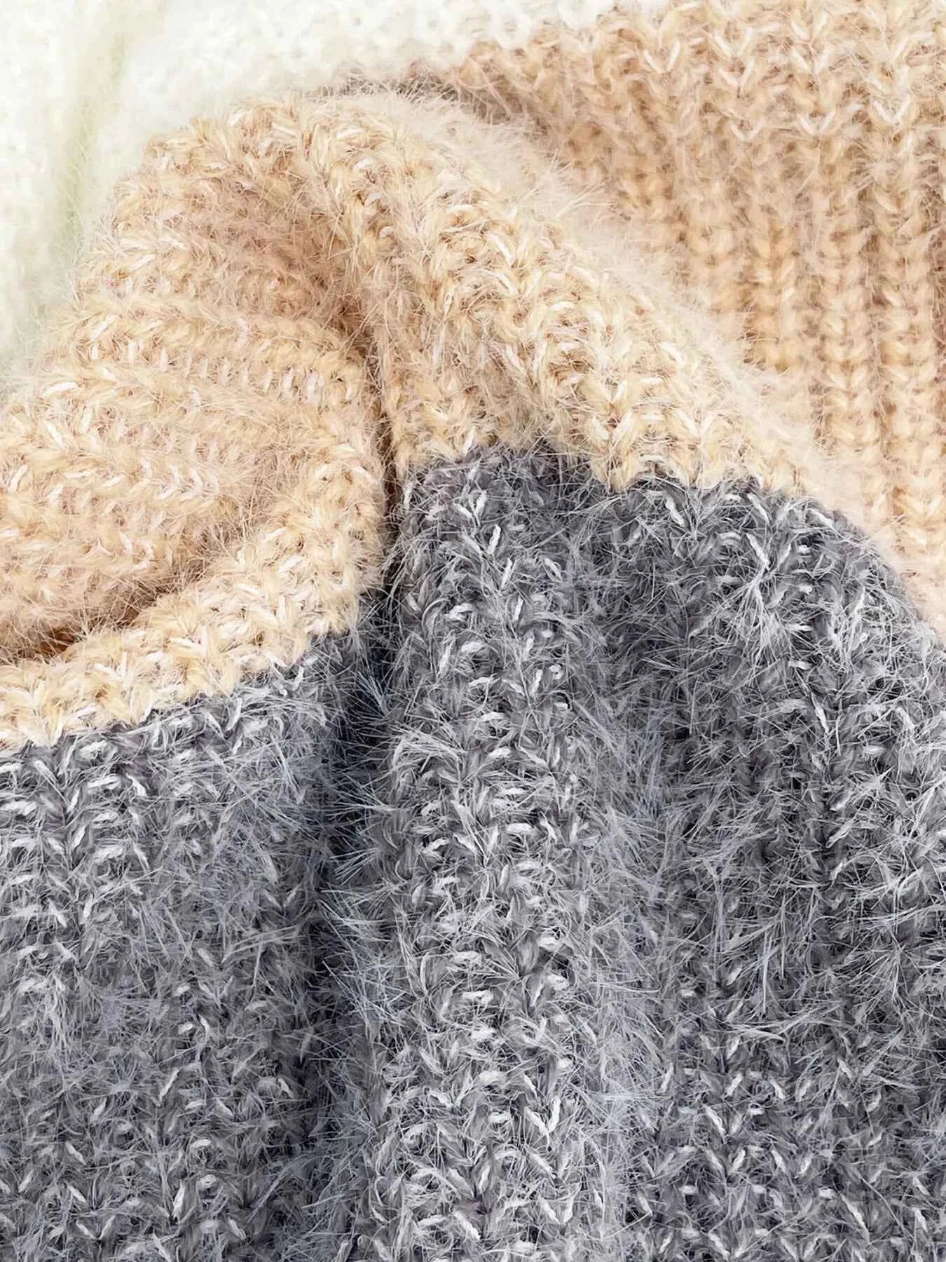 Color Block Long Sleeve Sweater Dress