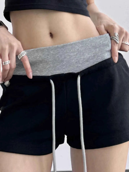 Drawstring Shorts with Contrast Waistband