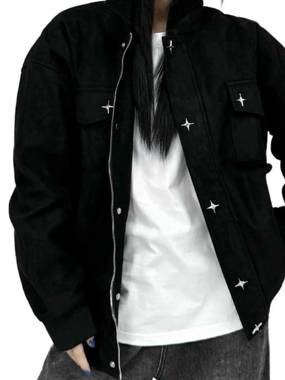 Men's Collared Neck Long Sleeve Jacket
