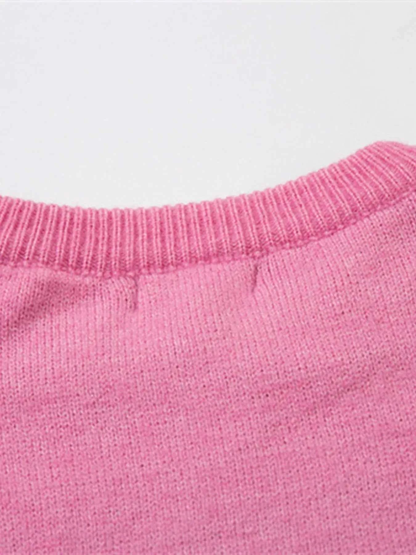 Men's Distressed Letter Round Neck Sweater