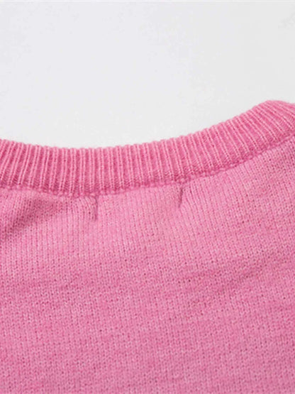 Men's Distressed Letter Round Neck Sweater