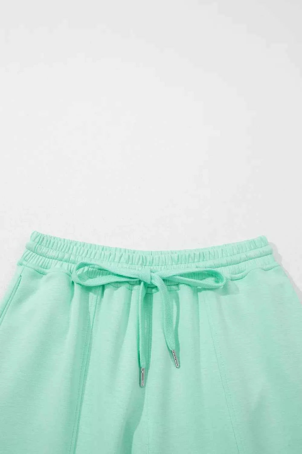 Drawstring Elastic Waistband Solid Color Two Piece Casual Set