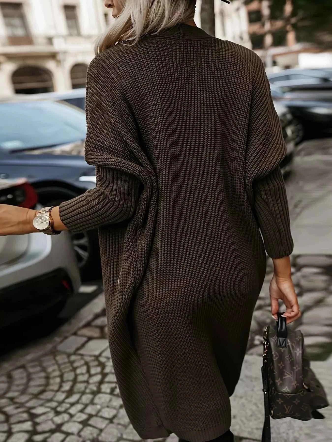 Open Front Longline Knit Cardigan