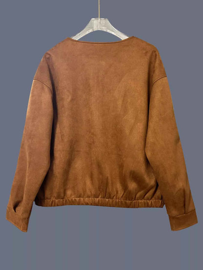 Zip Up Dropped Shoulder Jacket