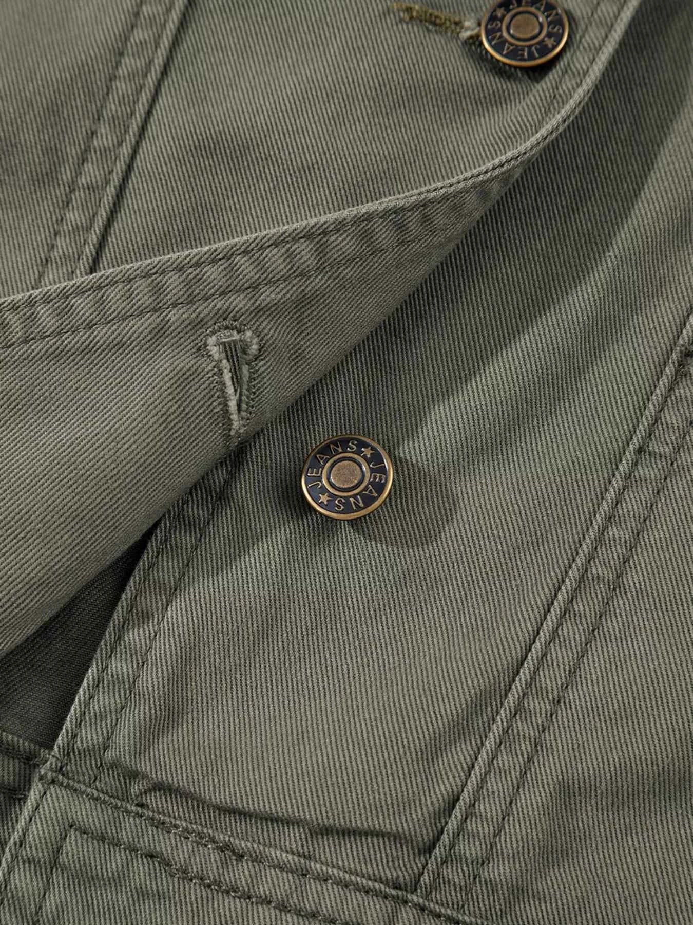 Ruffled Patchwork Denim Jacket Vest